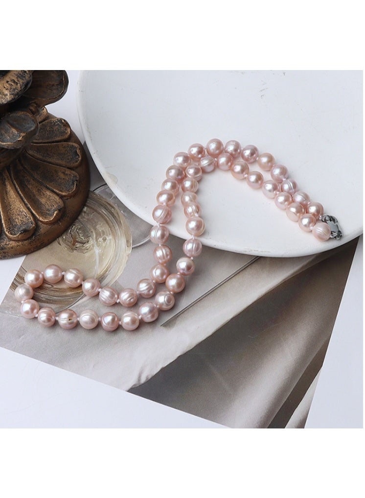 LATEEN Natural Pearl Necklace 8mm Natural Fresh Water Pearl Necklace Sterling Silver Buckle Beige Pearl 9mm With Luxry Gift Box - Image 3